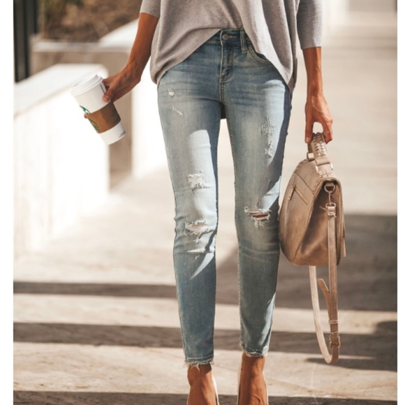 S. the Widow Denim - SKYLA Light Wash Distressed Skinny Jeans